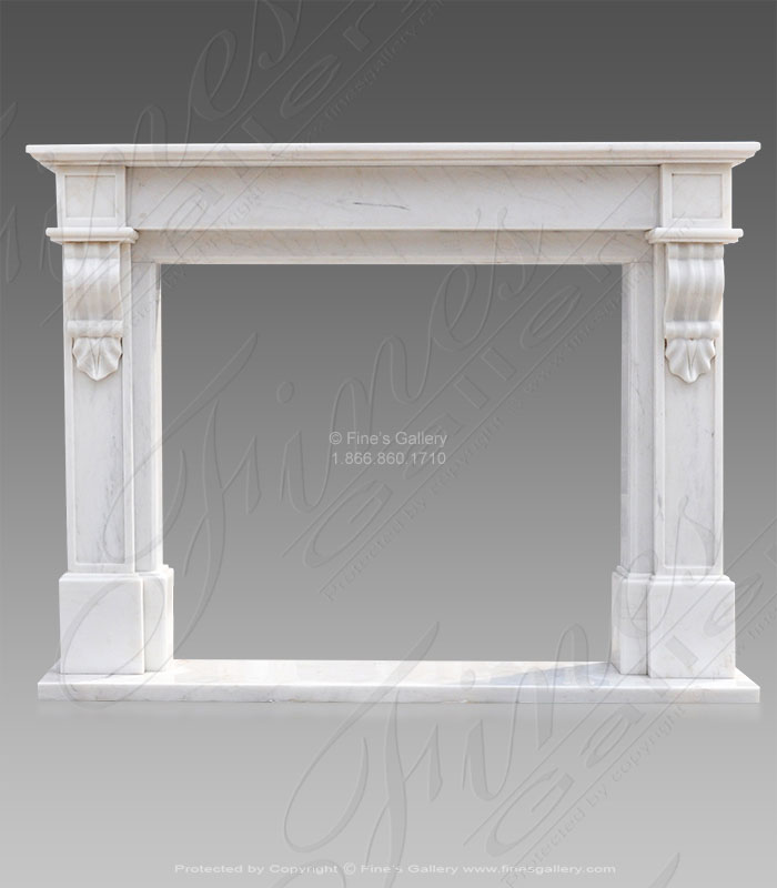 Old World French Mantel in White Marble