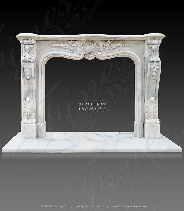 Rare exotic arabascato light marble fireplace