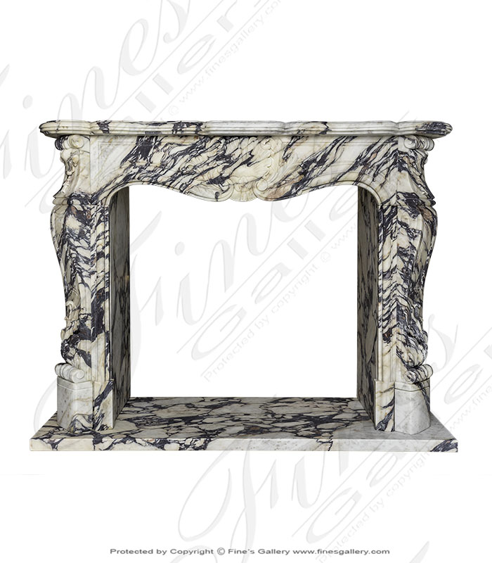 French Style Breccia Violette Marble Fireplace