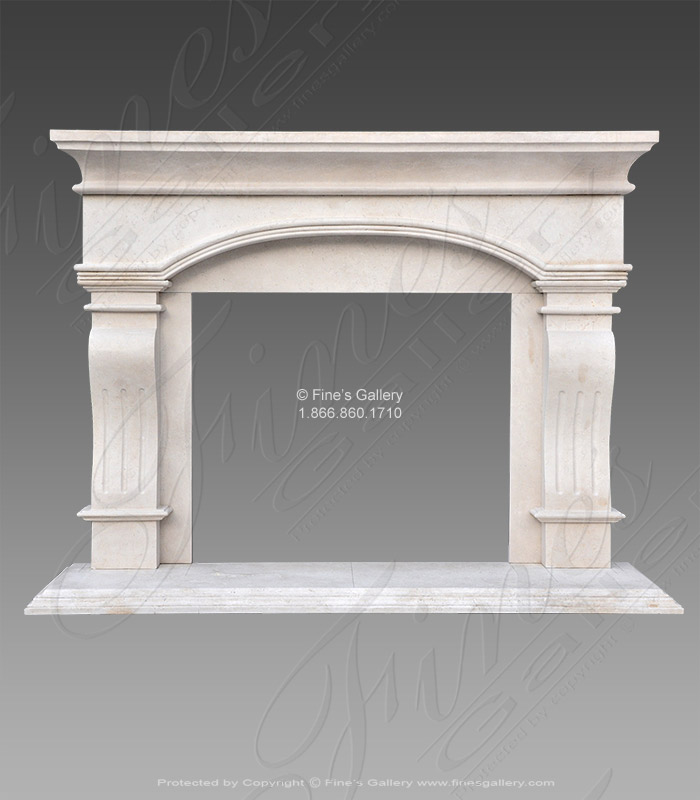 Transitional Cream Mantel in Solid Marble