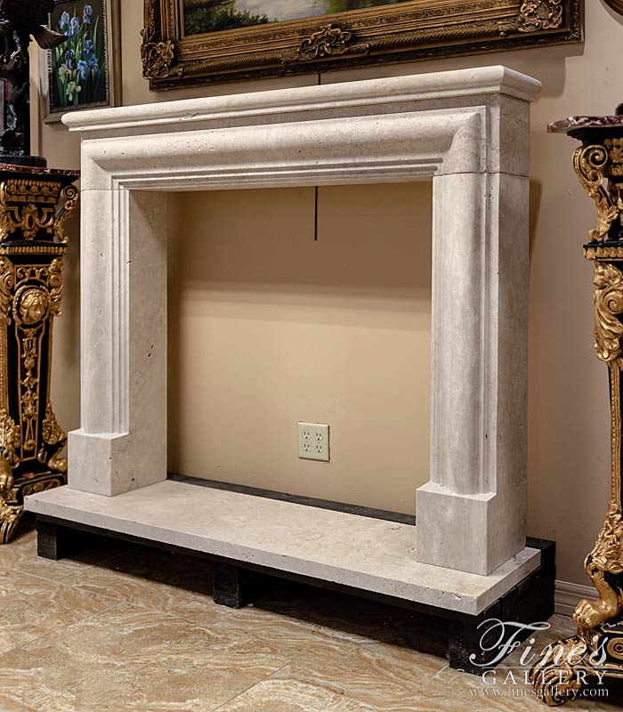 Bolection style travertine mantel