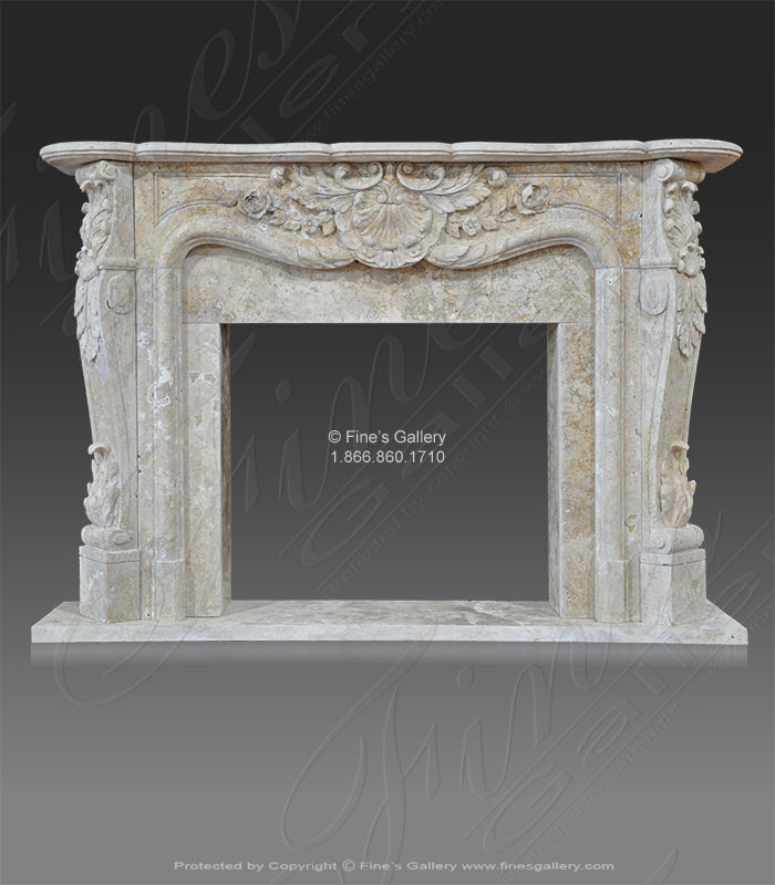 Beige Travertine Fireplace Mantel