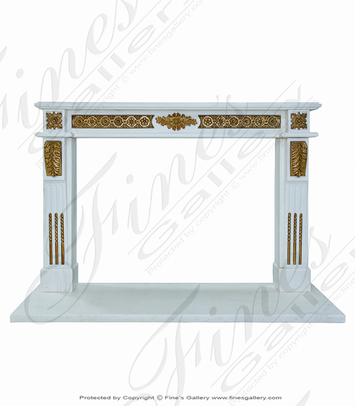 Statuary White Marble Louis XV Mantel with Bronze Scrollwork