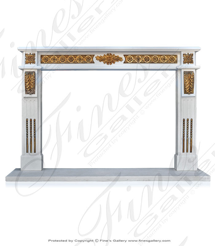 Statuary White Marble Louis XV Mantel with Bronze Scrollwork