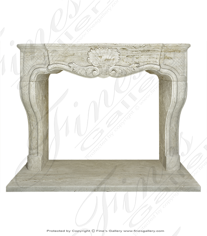 Antique Style Marble Fireplace Mantel in Italian Roman Travertine