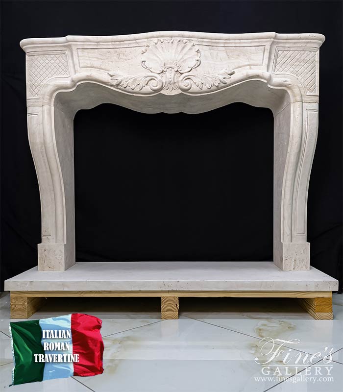 Antique Style Marble Fireplace Mantel in Italian Roman Travertine