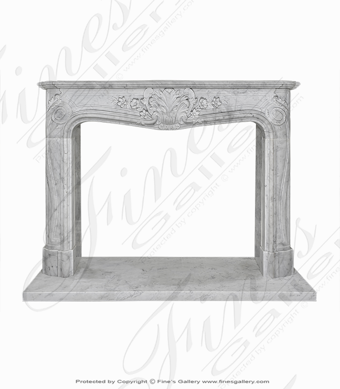 Pristine French Style Carrara Marble Fireplace