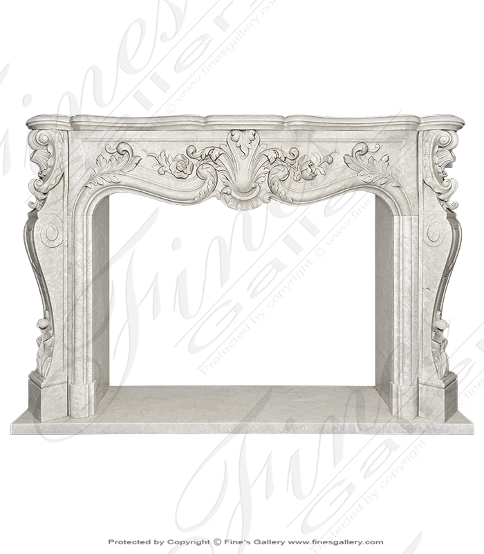 Finely Carved French Style Botticino Marble Mantel