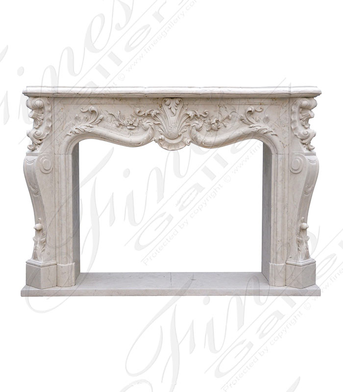 Finely Carved French Style Italian Perlino Marble Mantel