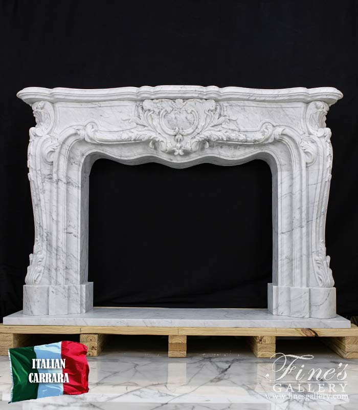 Regal French Style Mantel in White Carrara Marble