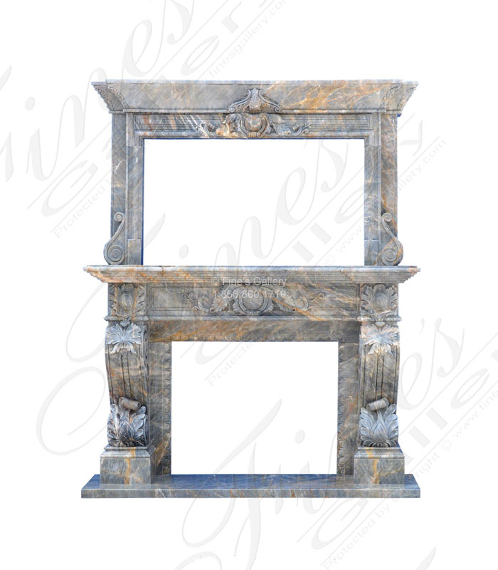 Breccia Antique Marble Overmantel with TV 