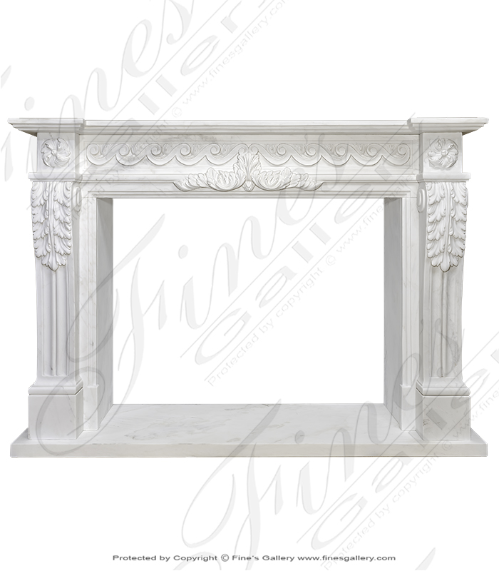 Finely Carved Louis VIII Mantelpiece in Statuary White Marble