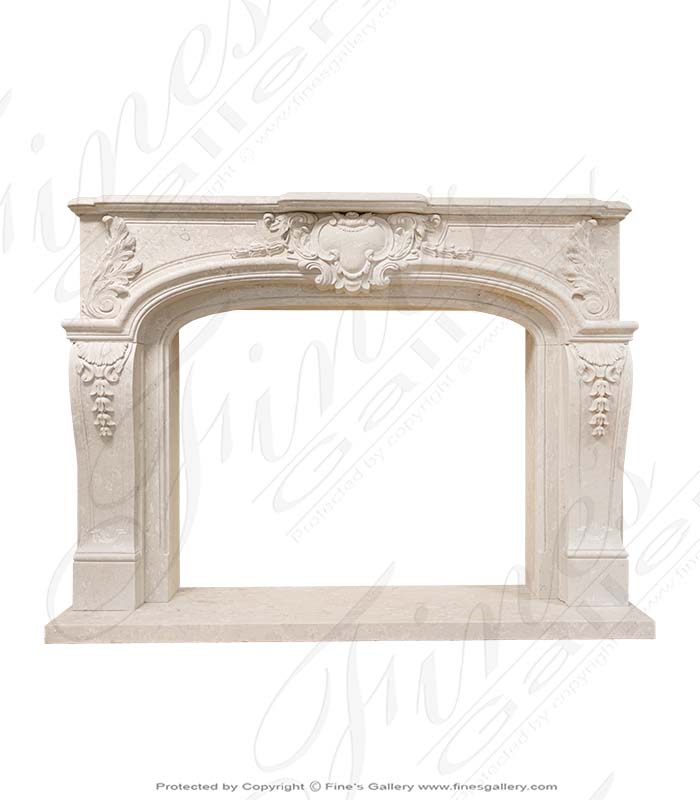 Italian Quarried Perlato Royal Marble Fireplace Mantel