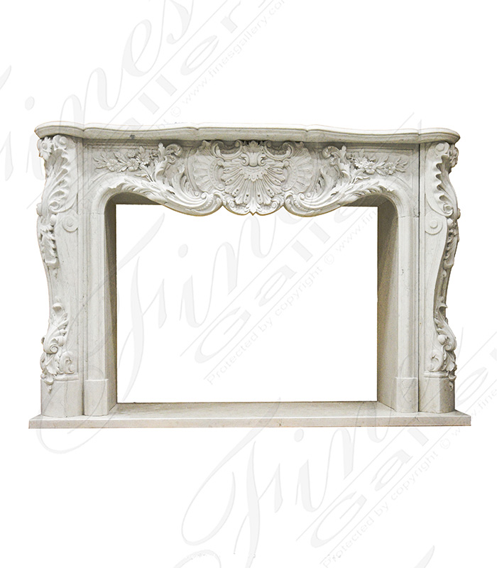Exotic Italian Bianco Perlino Marble French Versailles Fireplace Mantel