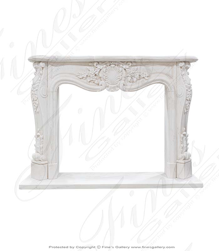 Shell Motif and Floral Garland French Marble Mantel