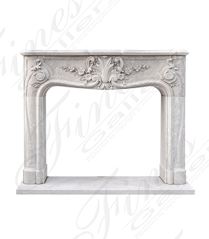 Italian Perlato Royal Marble Fireplace Mantel in Louis XVI Style
