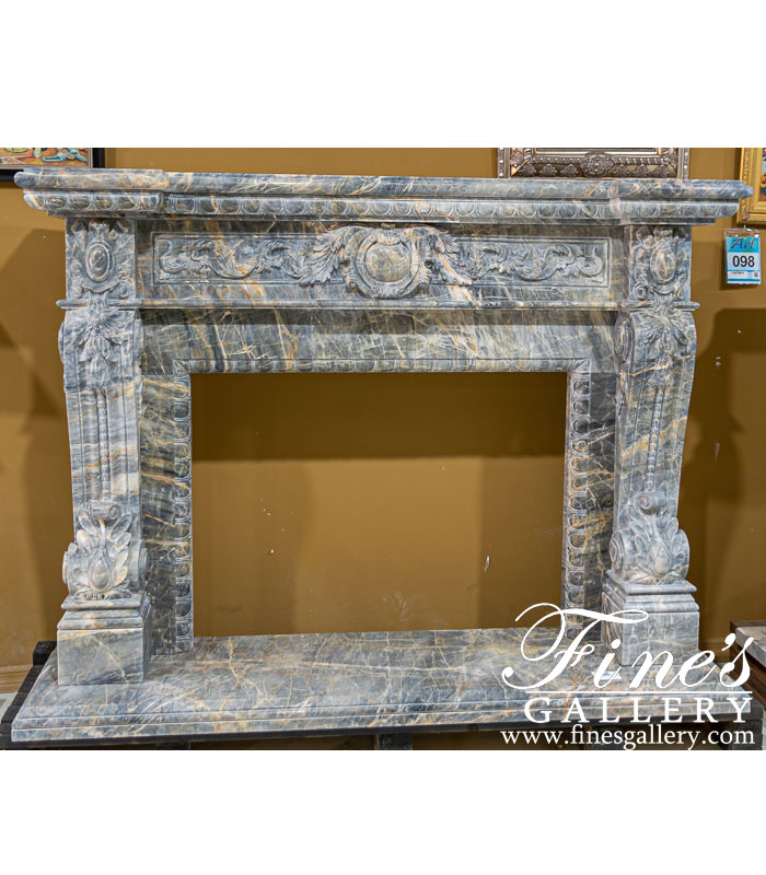 Rare Breccia Antique Marble Fireplace Mantel