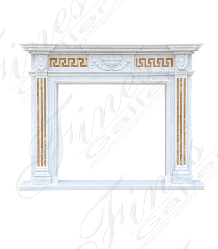 NeoClassical Italian Marble Mantelpiece with Greek Key Apron