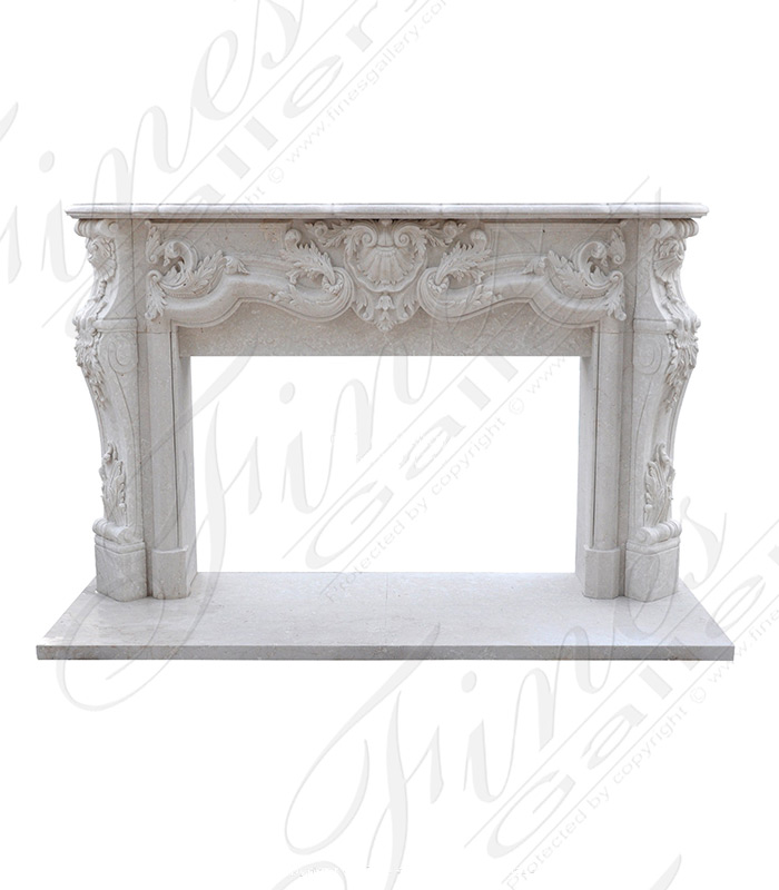 King Rococo Mantel in Italian Botticino Marble