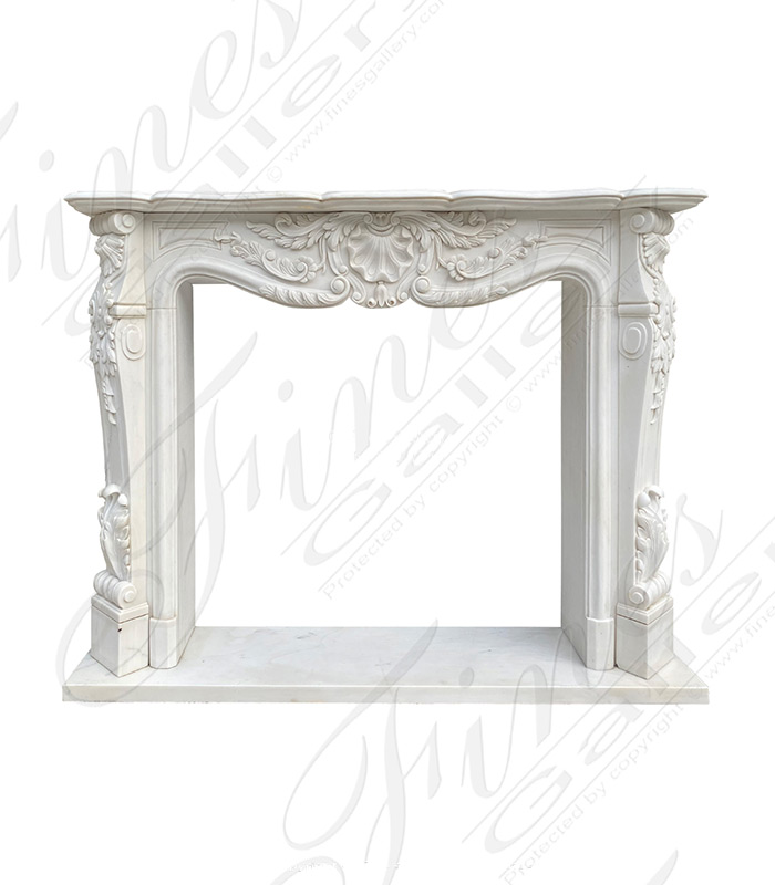 Shell Motif with Accanthus Leaf Louis XV Marble Fireplace Mantel