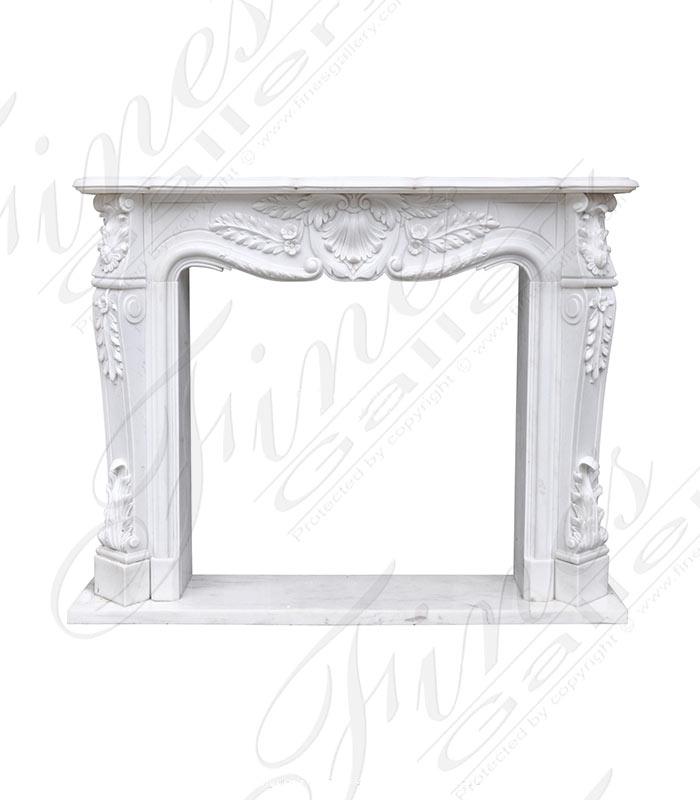 Louis XV French Style Mantel in Statuary White Marble