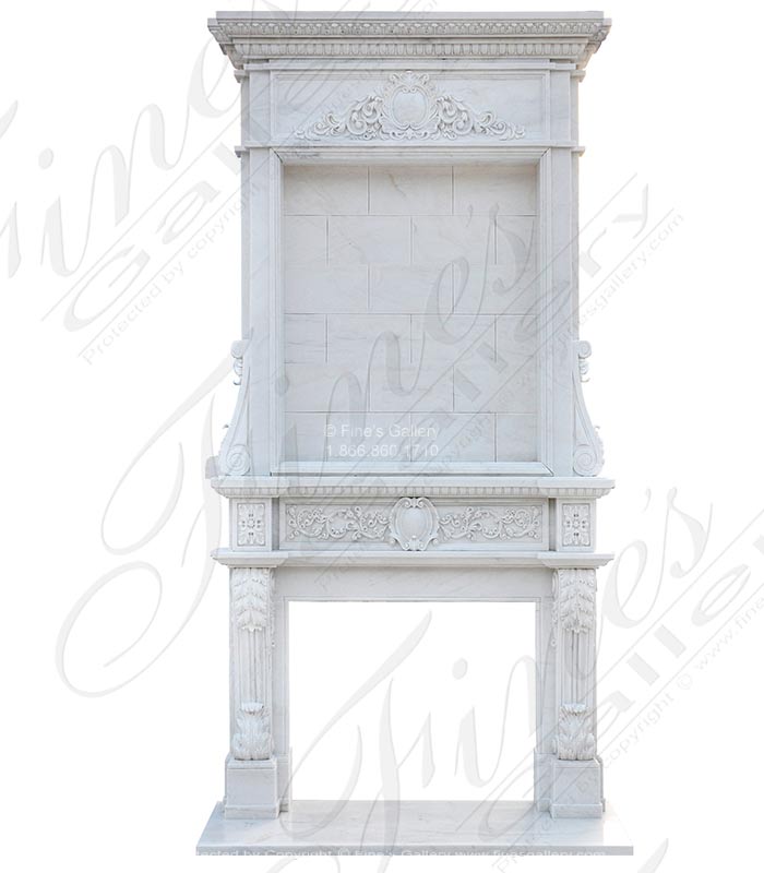Ten Foot Tall Statuary White Marble Overmantel