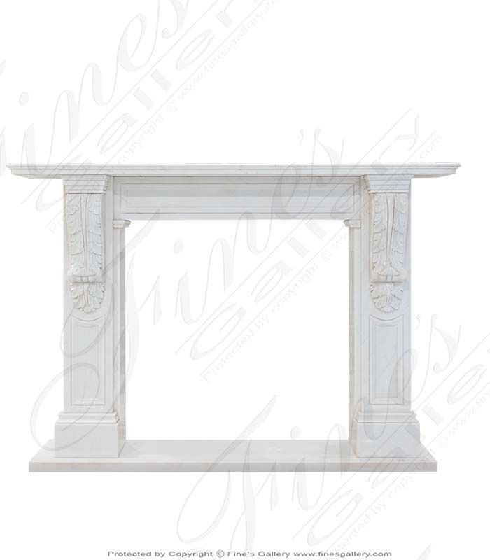 Accanthus Corbel Regency Mantel In Statuary White Marble