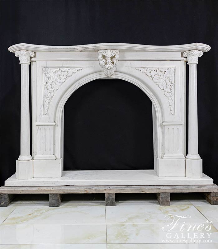 Stunning Arched Marble Fireplace with Columns