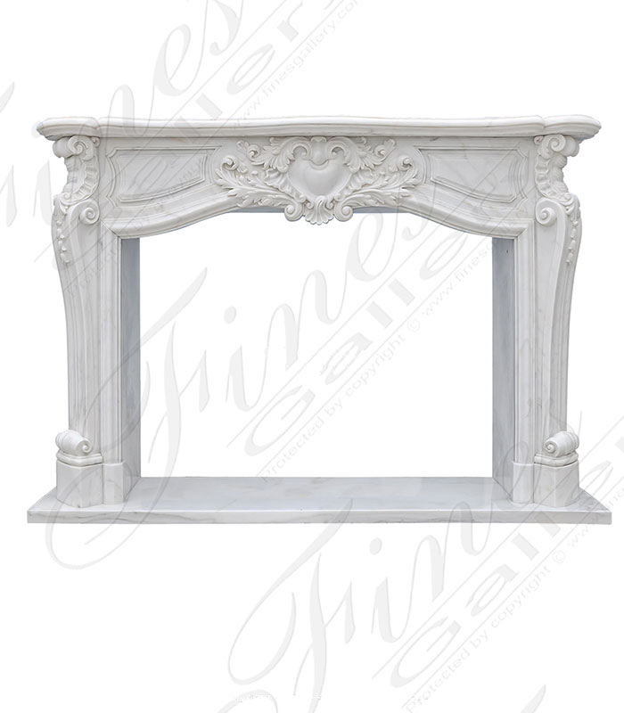 Rare Louis XV French Statuary White Marble Fireplace Mantel