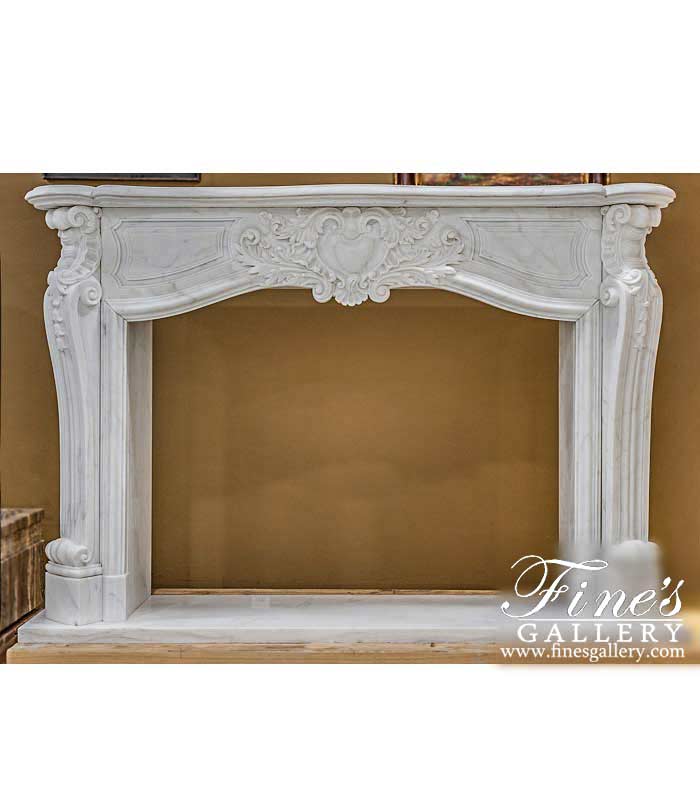 Rare Louis XV French Statuary White Marble Fireplace Mantel