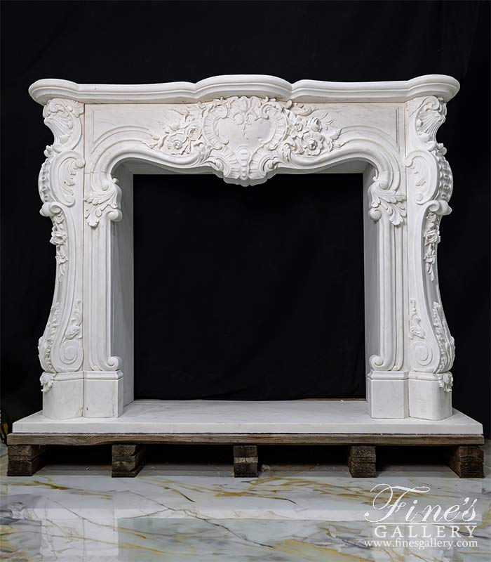 Regal Rococo Marble Fireplace Mantel