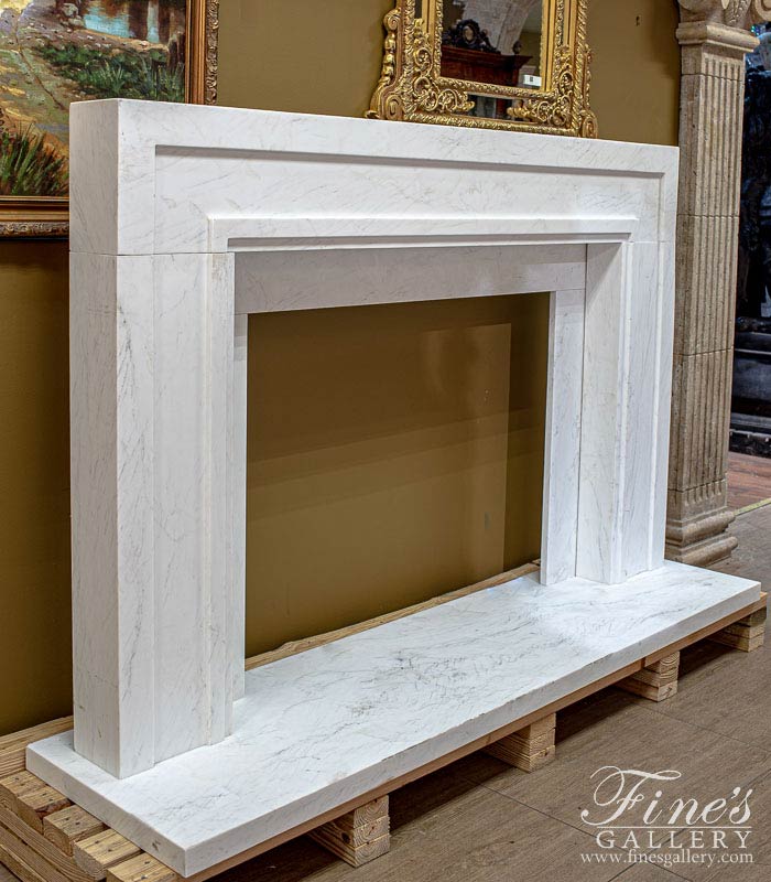 Contemporary Style Statuary White Marble Fireplace Mantel