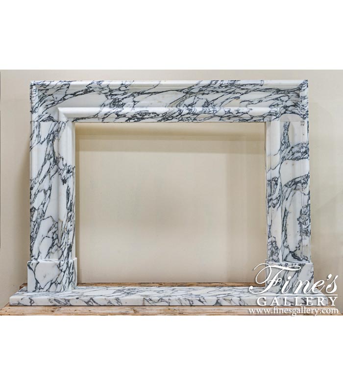 Bolection Style Fireplace Mantel in Italian Arabascato Marble