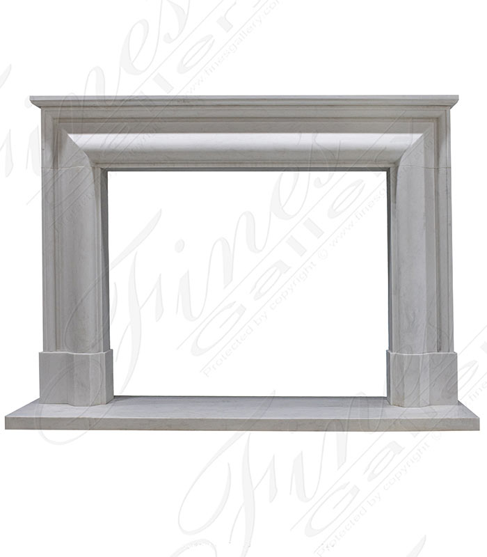 Modern Bolection Style White Marble Fireplace Mantel With Shelf