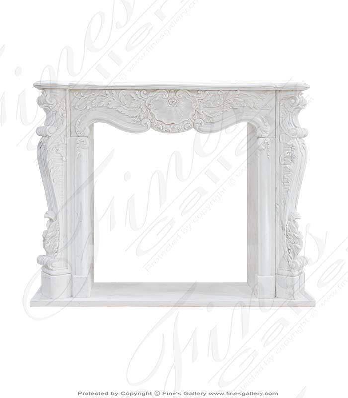 Ornate French Style Mantel in Statuary White Marble