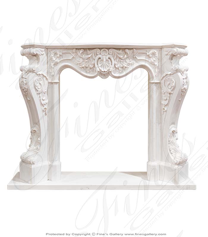 Rococo French Statuary White Marble Fireplace Mantel