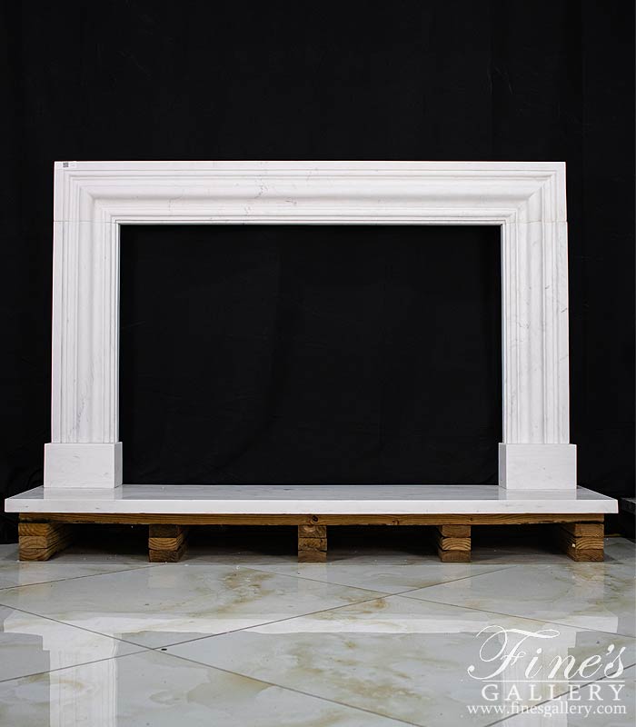 Oversized Bolection Style Marble Fireplace Mantel in Statuary White Marble