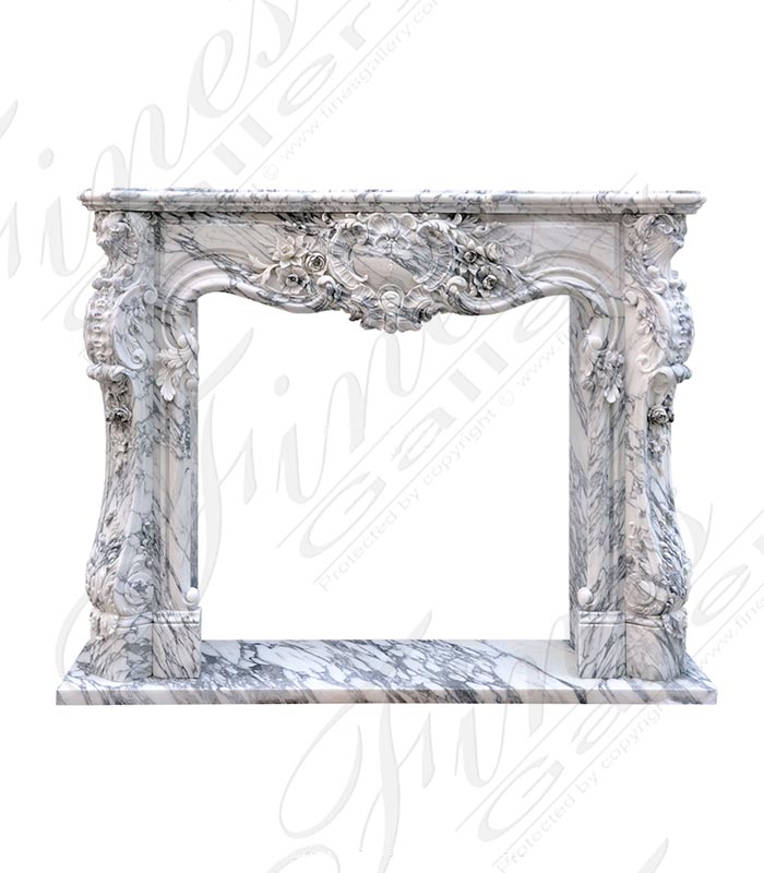 Regal Rococo Fireplace Mantel in Calacatta Arabascato Marble
