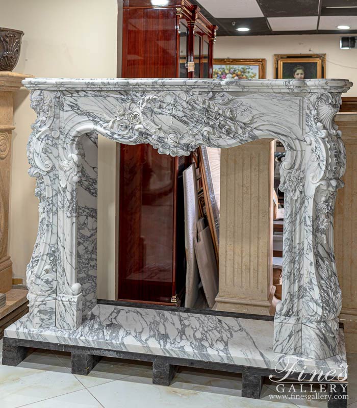 Regal Rococo Fireplace Mantel in Calacatta Arabascato Marble