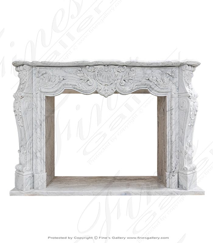 Ornate Louis XVII French Style Mantel in Italian White Carrara Marble