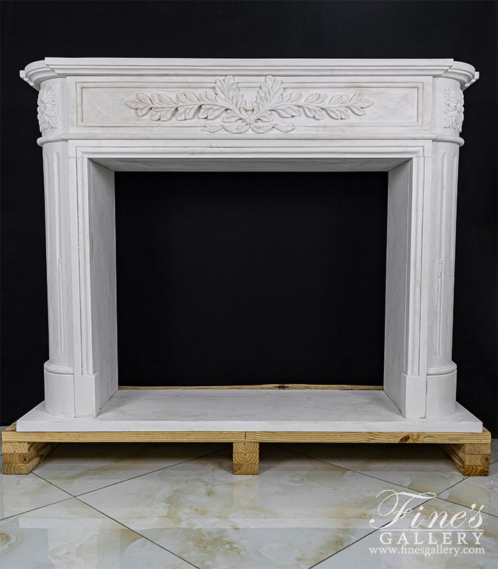 Imported Regency Style Fireplace Mantel in Statuary White Marble