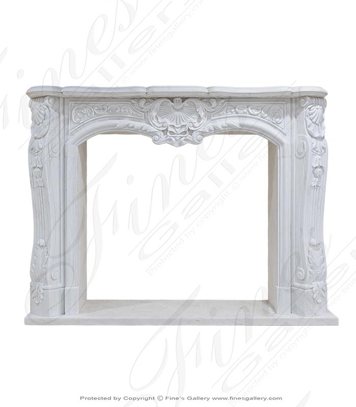 Rare French Style Fireplace Mantel in Statuary White Marble