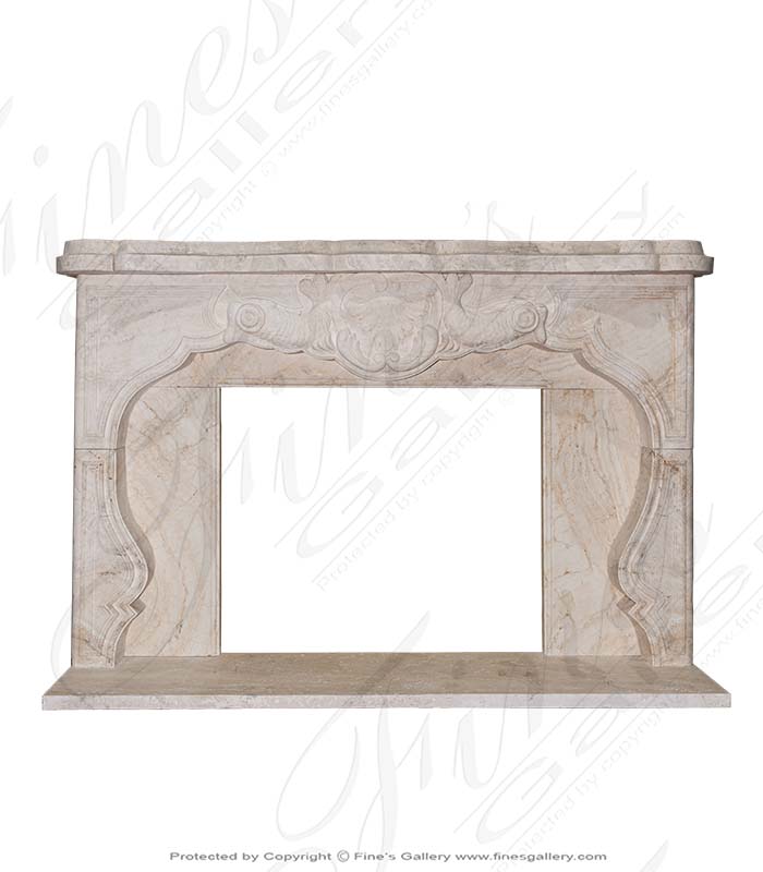Rare Coastal Style Fireplace Mantel in Roman Travertine