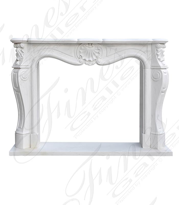 Shell Motif French Mantel in Statuary White Marble