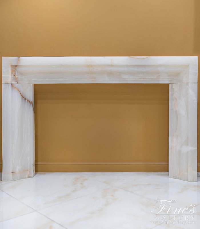 Contemporary carved onyx fireplace mantel surround