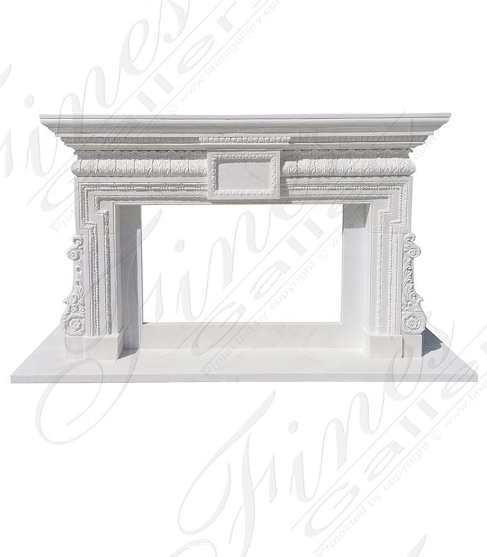 Oversized Neoclassical Marble Fireplace in Statuary White Marble