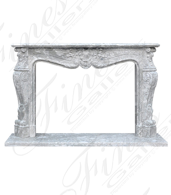 Louis XVII French Style Marble Fireplace Mantel in Arabascato Marble