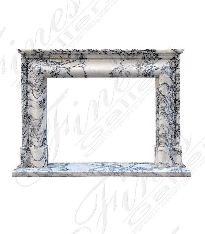 Bolection mantel with Shelf in Exotic Calacatta Arabascato Marble