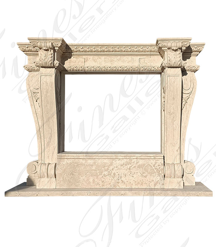 Oversized Tuscan Style Mantel in Light Travertine
