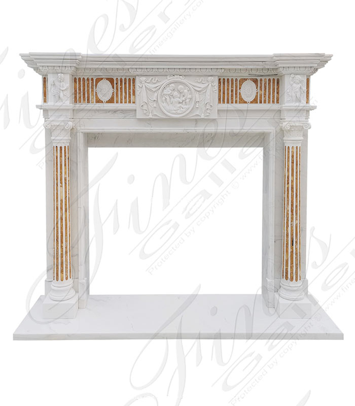 Neoclassical Marble Mantel in Italian Nuvolato Etrusco Marble